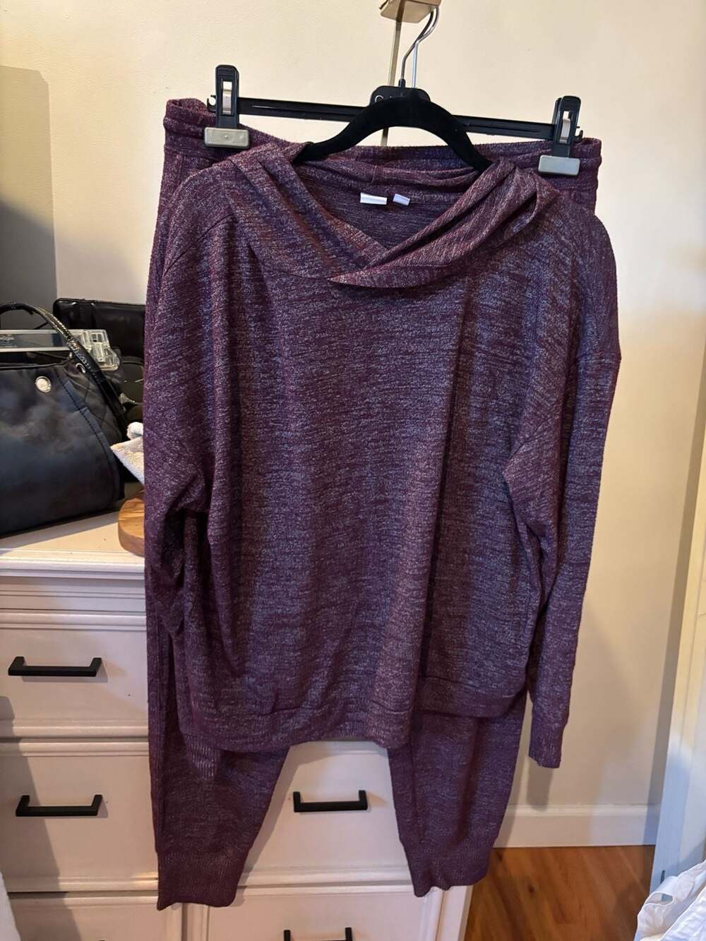 Gap Softspun Hoodie And Jogger Lounge Set Burgundy Space Dye L